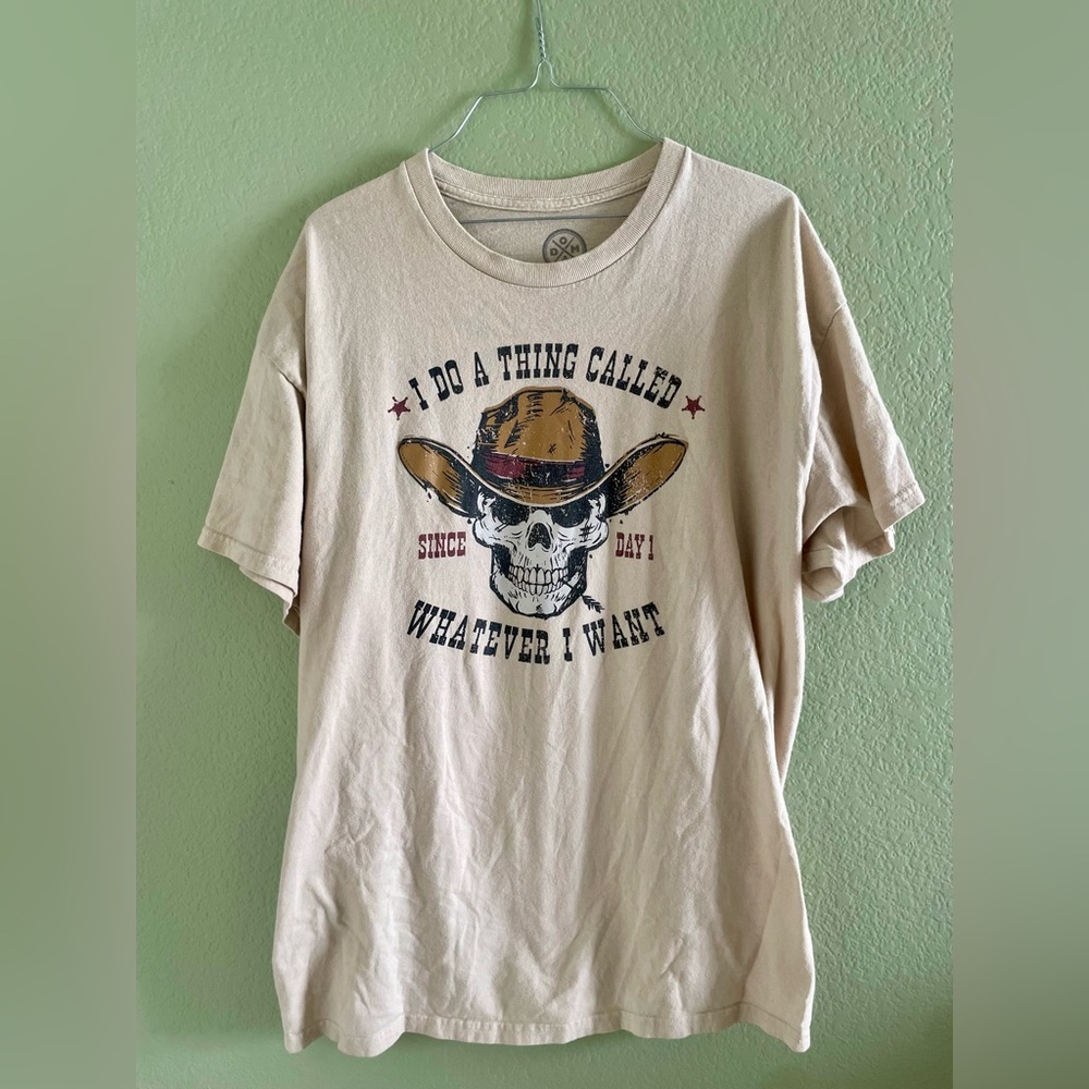 Doma Beige Graphic Tee with Skull Design